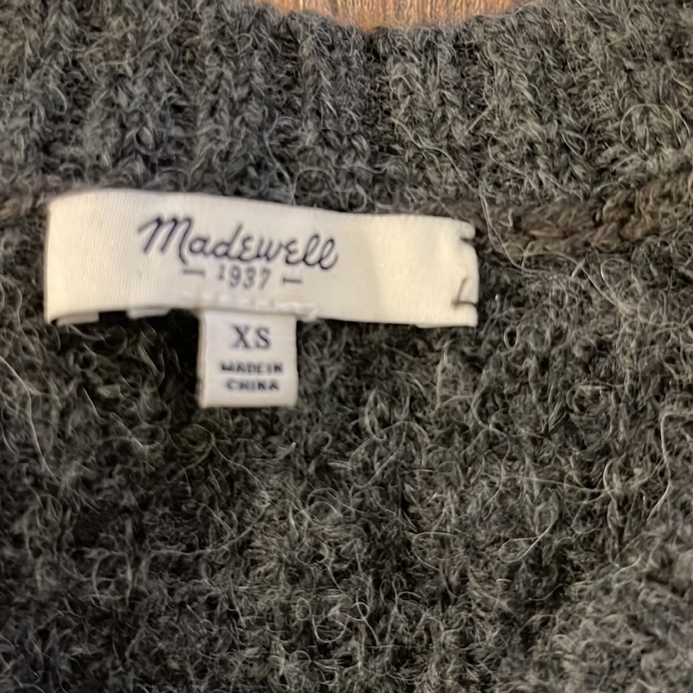 XS Madewell Sweater Gray Tan Long Sleeve - Picture 3 of 3
